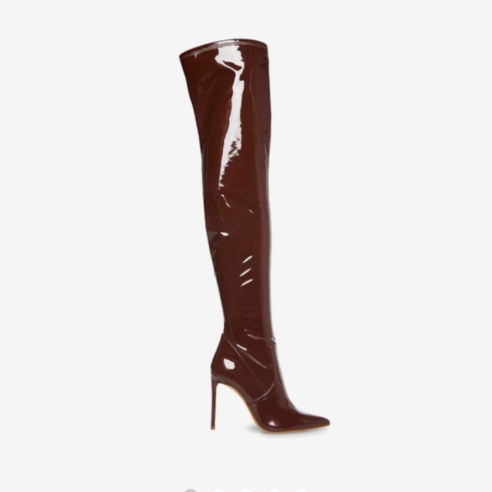 Steve Madden Vava thigh high heeled boots- chocolate